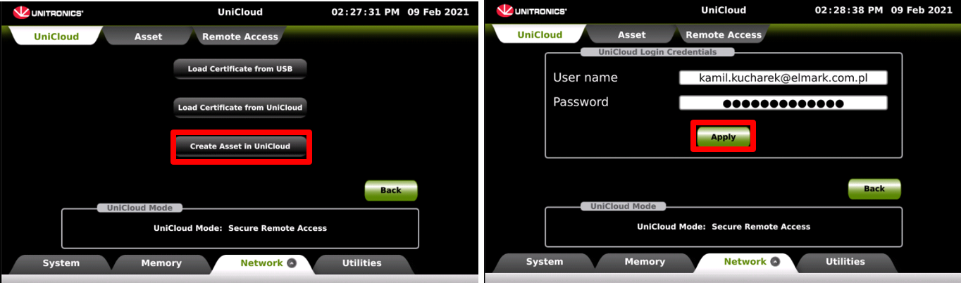 Unicloud-konfiguracja