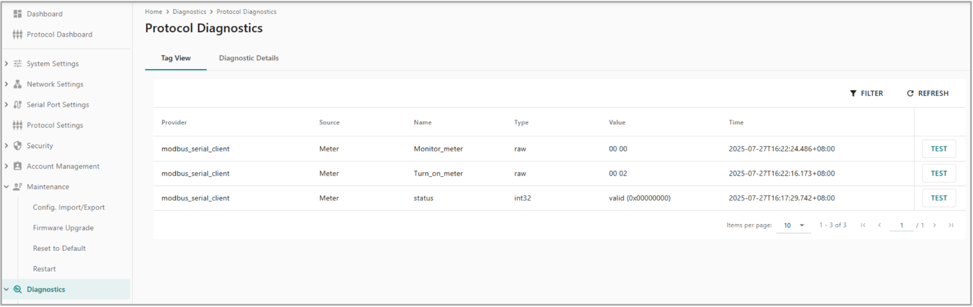 Diagnostyka protokołu w trybie agent