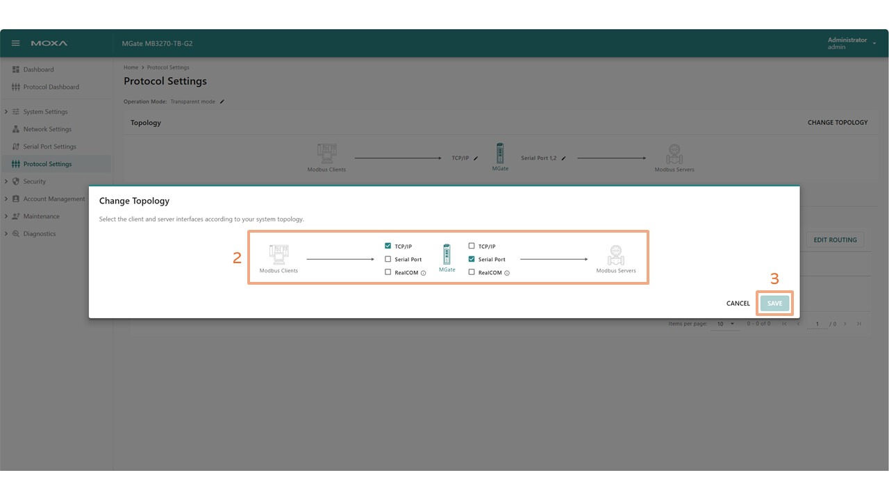 Konfiguracja kierunku transmisji krok 2