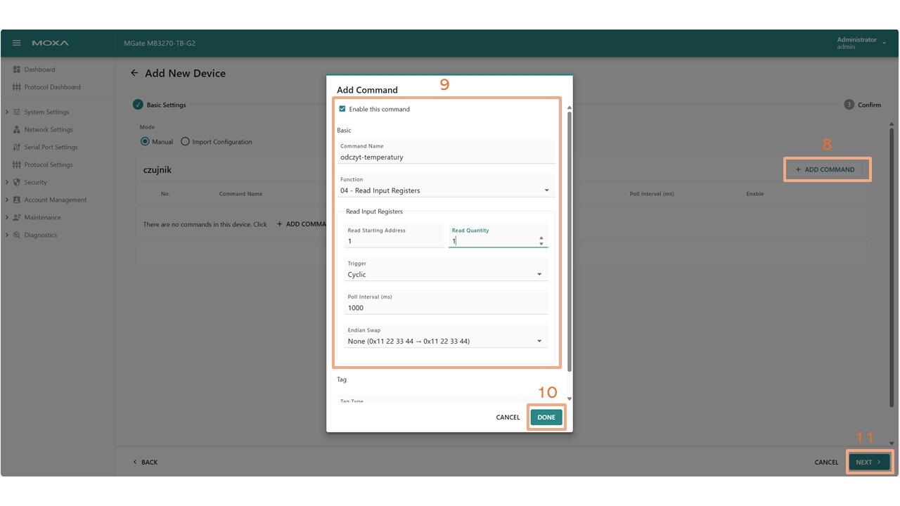 Konfiguracja zapytań Modbus krok 4