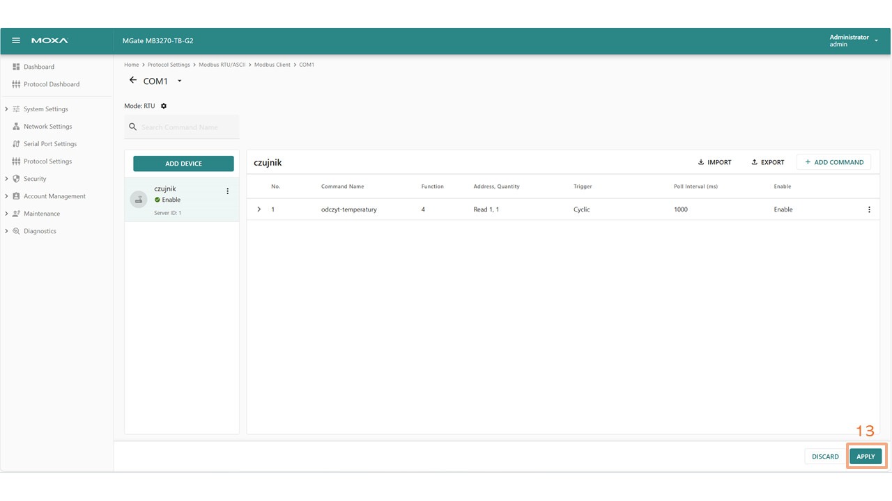 Konfiguracja zapytań Modbus krok 6