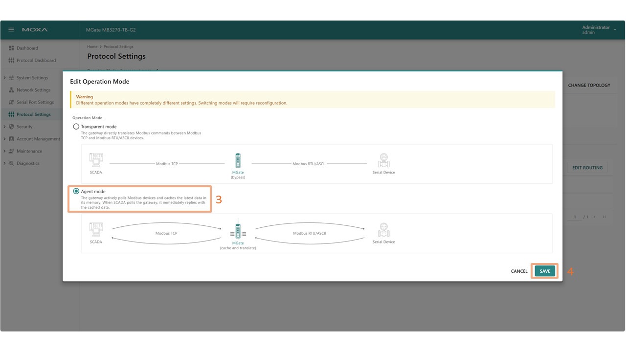 Wybór trybu pracy krok 2