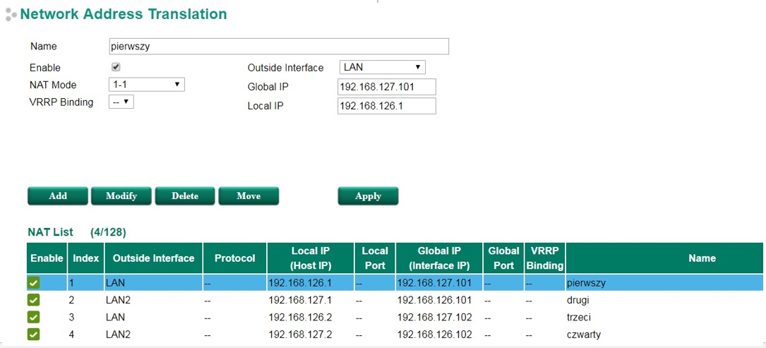 Bidirectional NAT - configuration