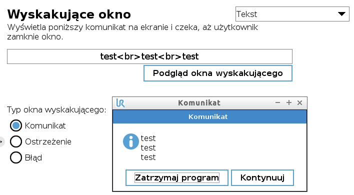 Przykład zastosowania nowej linii.