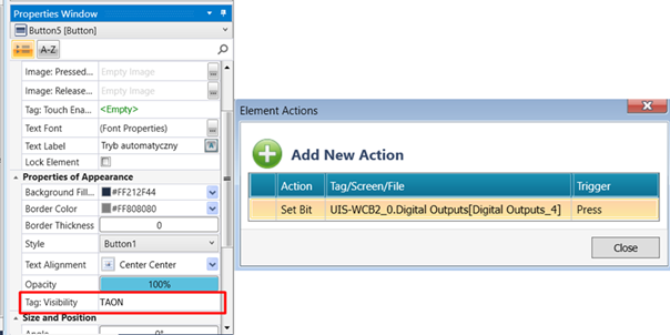 Konfiguracja przycisku tryb automatyczny