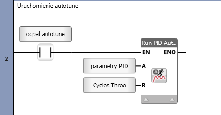 Fragment programu z uruchomieniem autotunningu.
