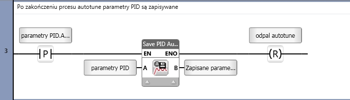 Fragment programu z zapisywaniem nastaw regulatora.