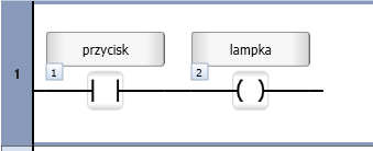 Program UniLogic ladder przycisk i lampka