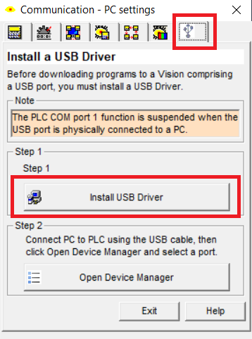 Zainstaluj steorwnik USB - VisiLogic