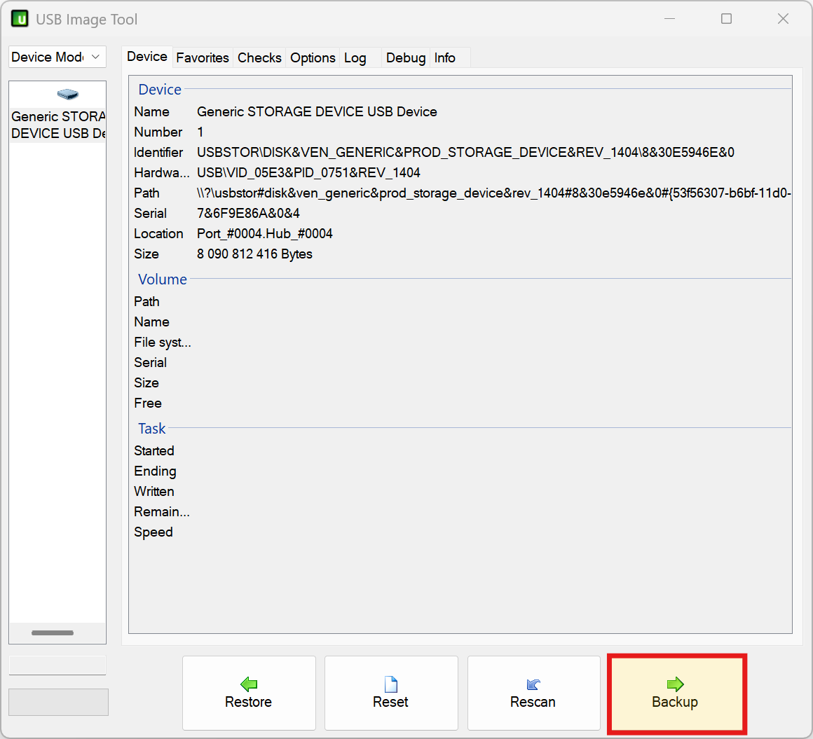 USB Image Tool Backup