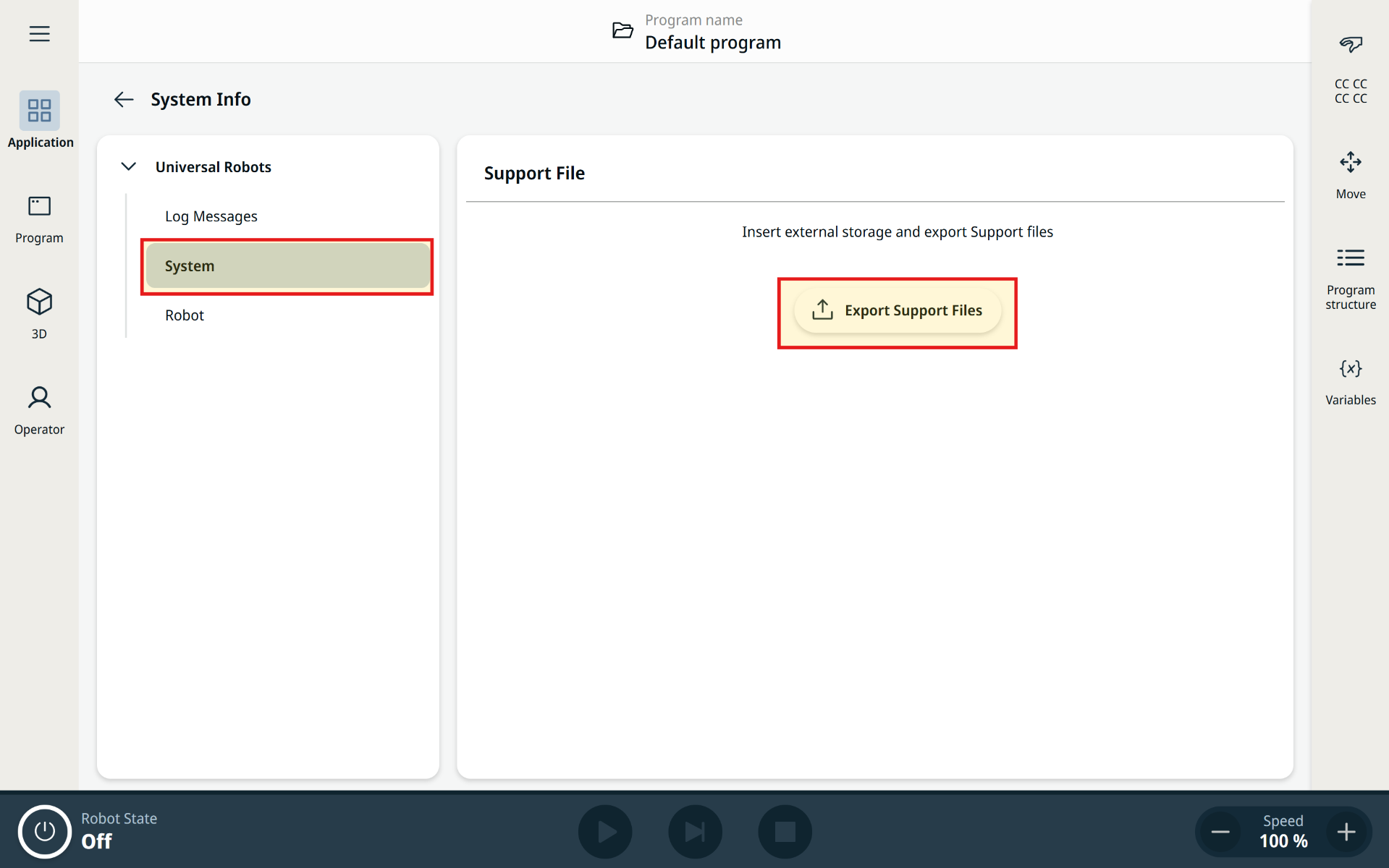 PolyScope X Utwórz plik