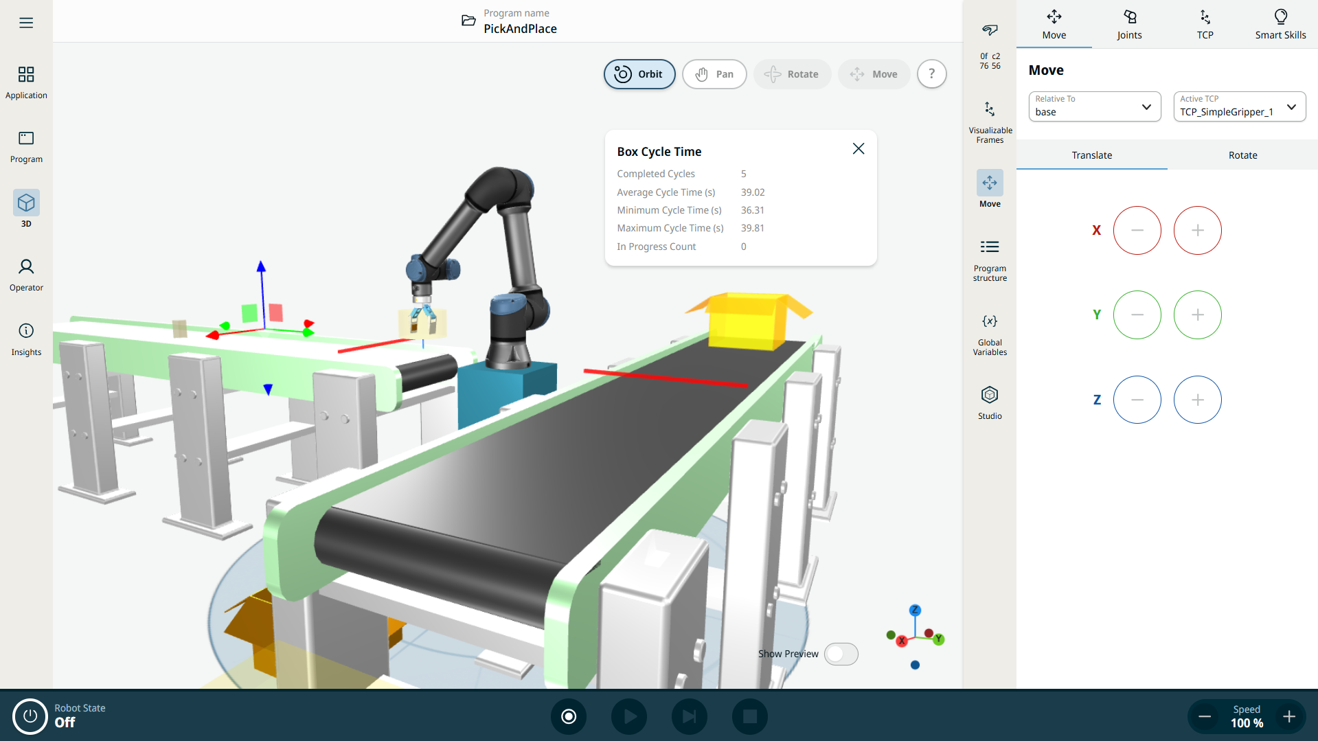 Analiza trajektorii i czasów cyklów w UR Studio