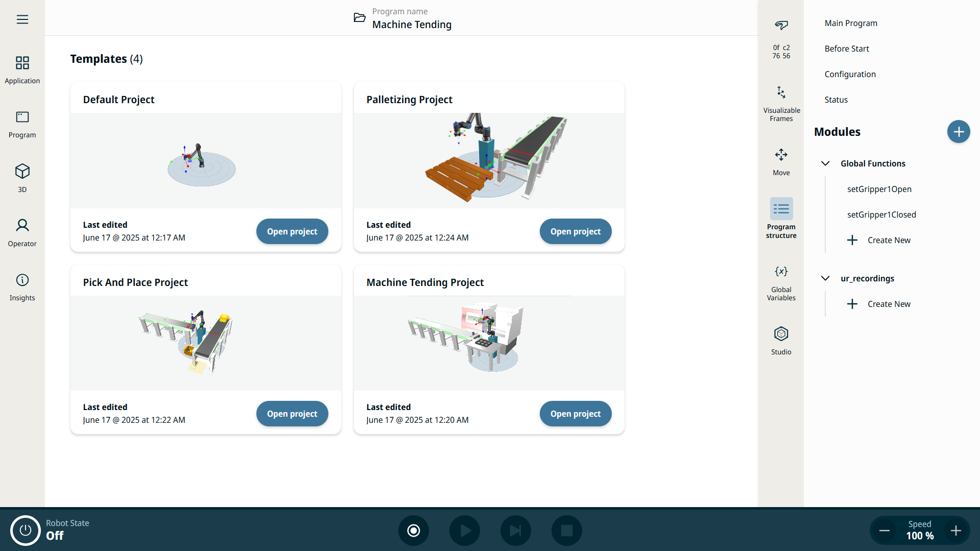 Tworzenie projektów i korzystanie z szablonów w UR Studio