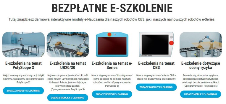 Bezpłatne szkolenia online UR Academy z programowania robotów współpracujących Universal Robots
